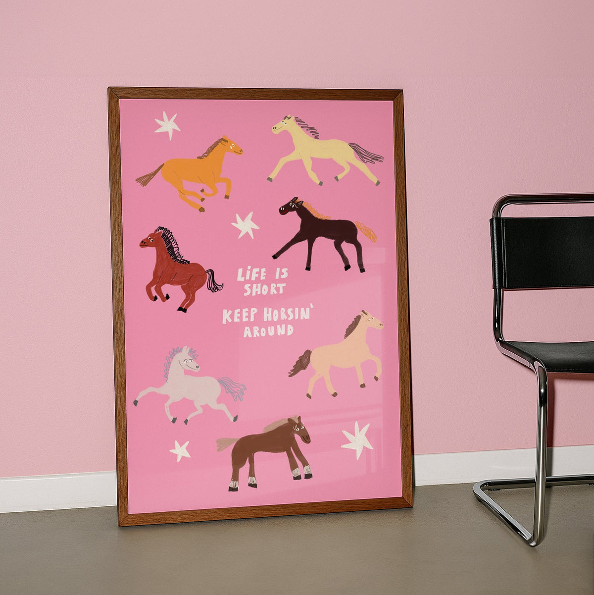Pink Horses Wall Print