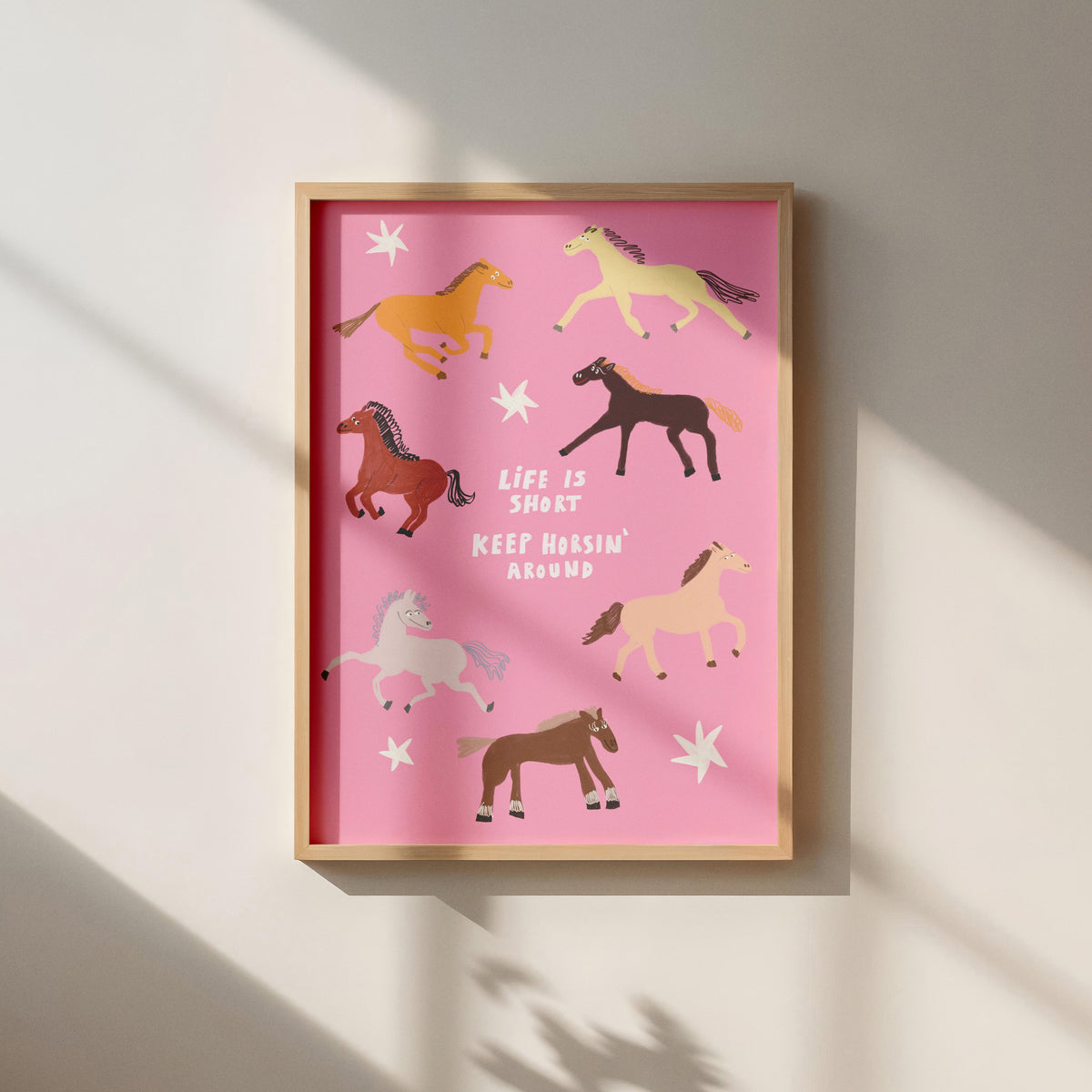 Pink Horses Wall Print
