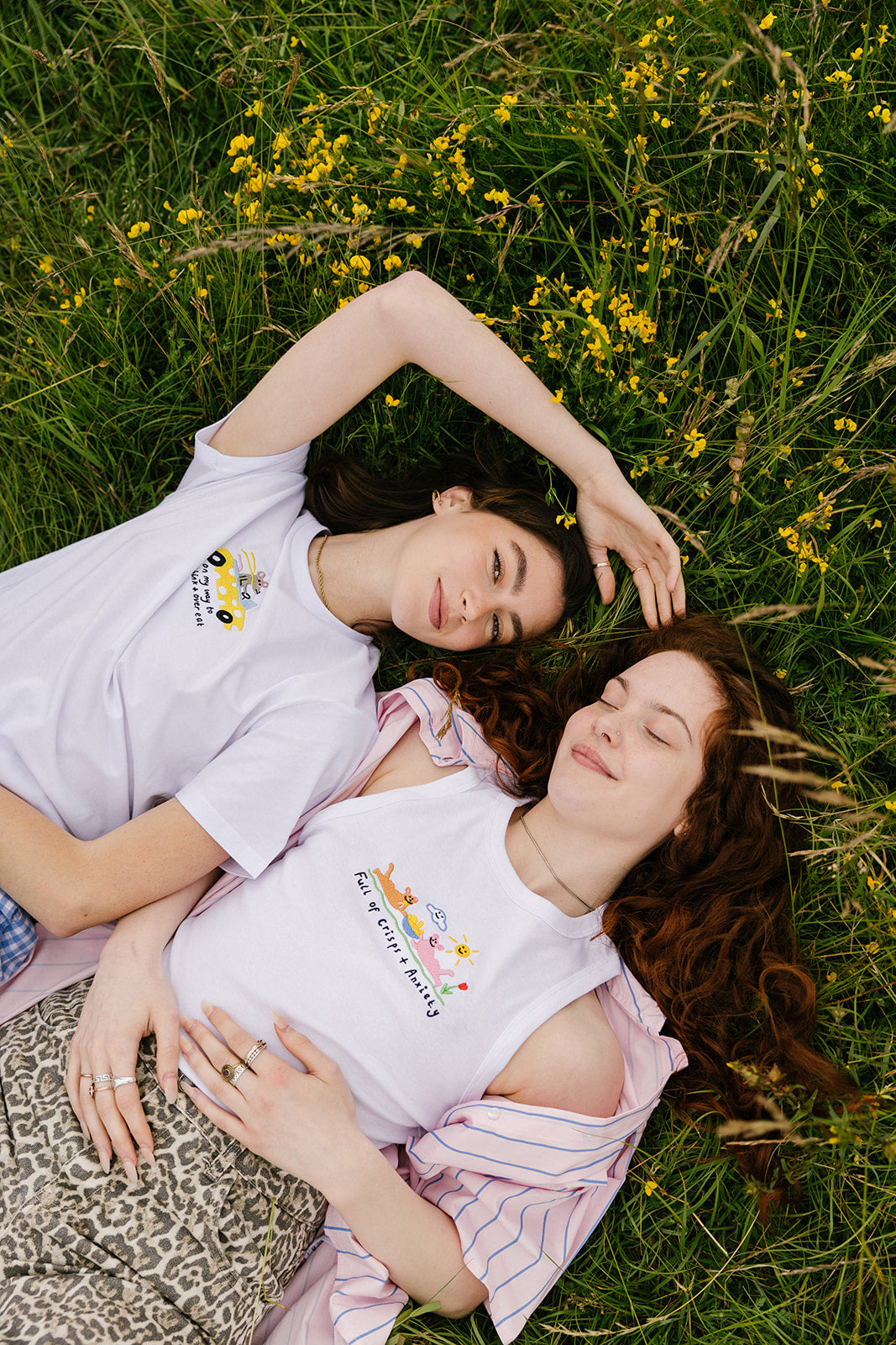 Crisps &amp; Anxiety Embroidered Crop Vest Top