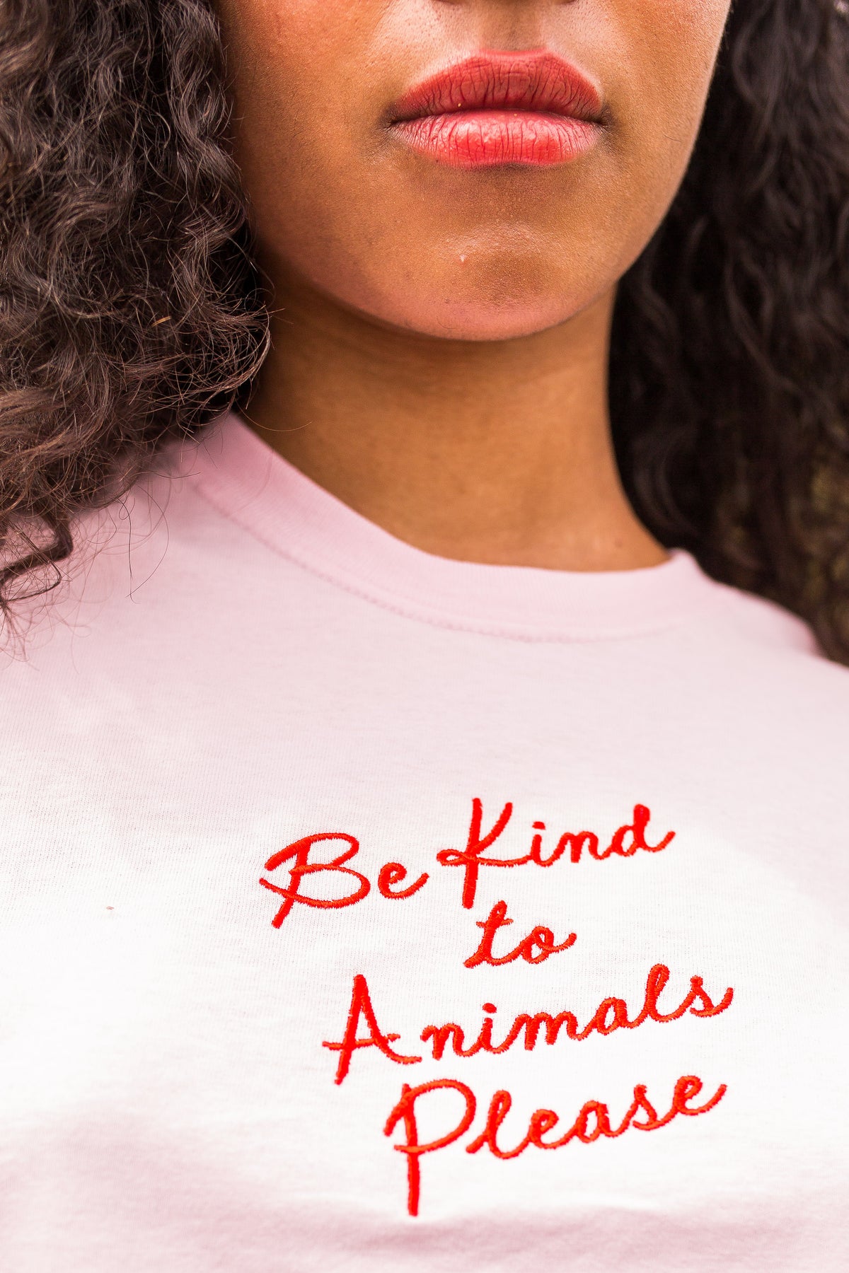Be Kind to Animals Embroidered T-Shirt