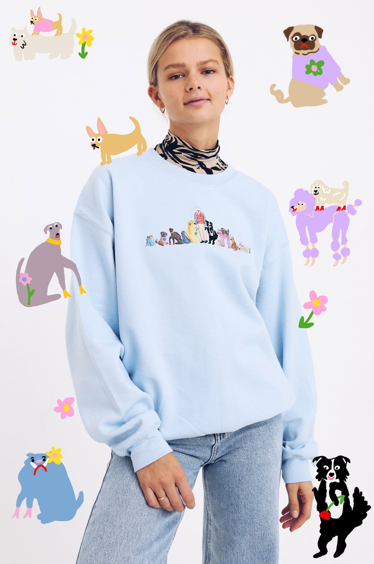 David Attenborough &amp; Dogs Embroidered Sweatshirt