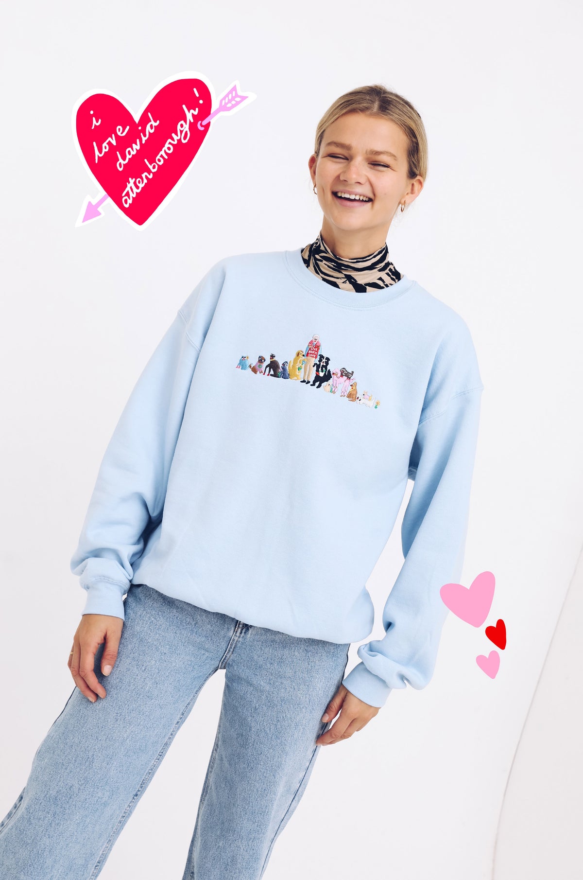 David Attenborough &amp; Dogs Embroidered Sweatshirt