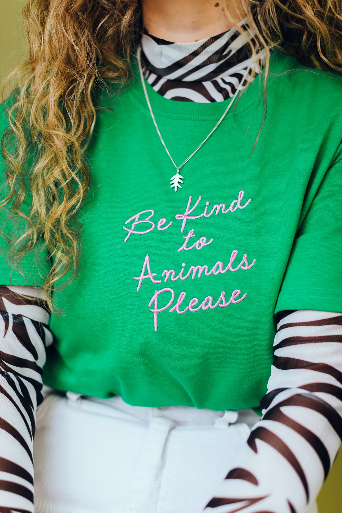 Be Kind to Animals Embroidered T-Shirt