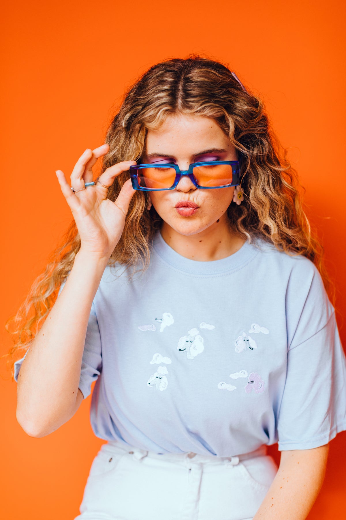 Poodle Clouds Embroidered T-Shirt