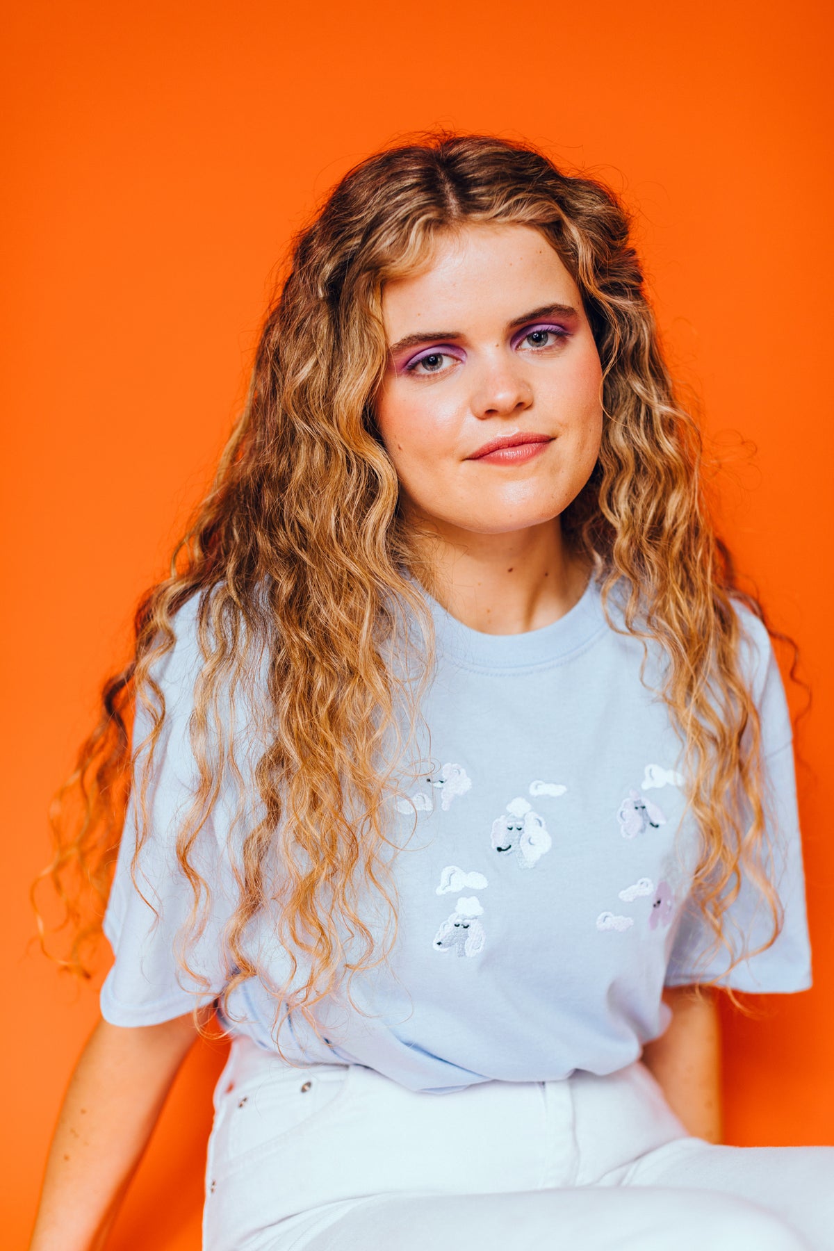 Poodle Clouds Embroidered T-Shirt