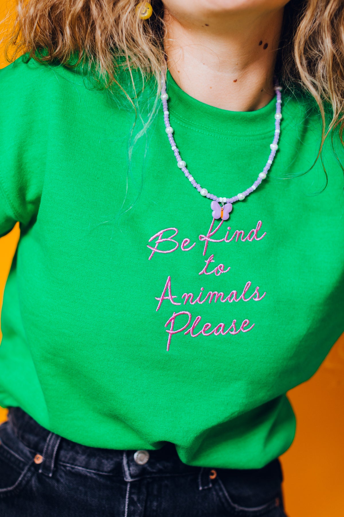 Be Kind to Animals Embroidered Sweatshirt