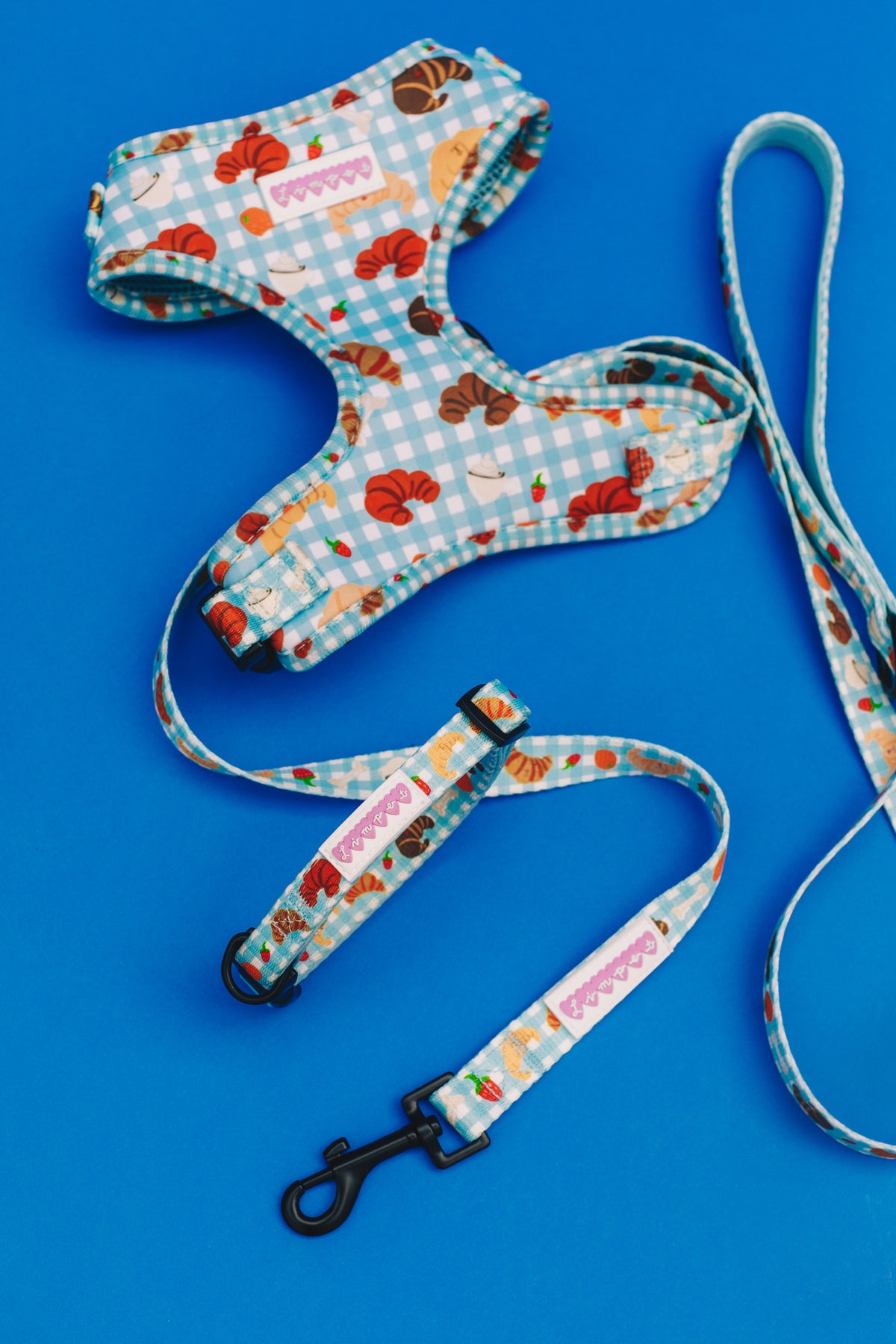Happy Croissants Pet Harness, Lead &amp; Collar Set