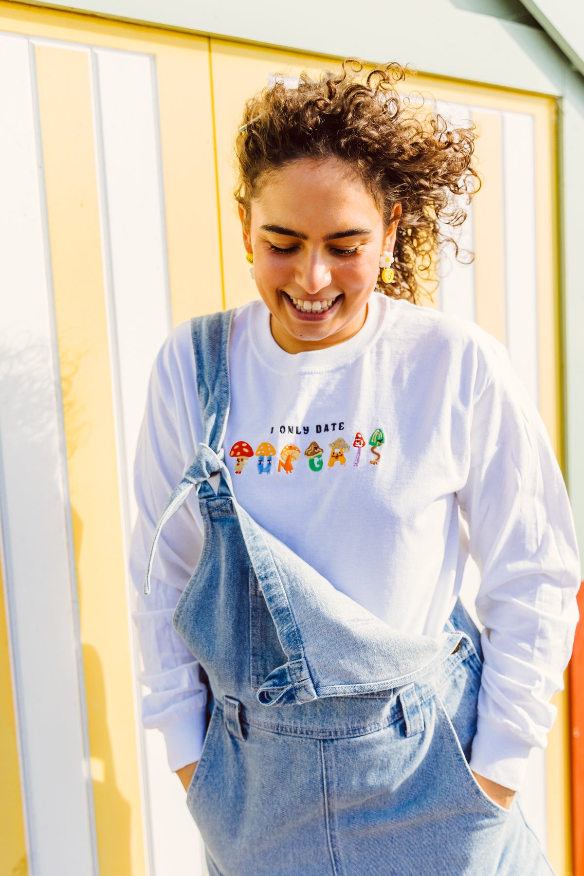 I Only Date Funghi's Embroidered Long Sleeve Top