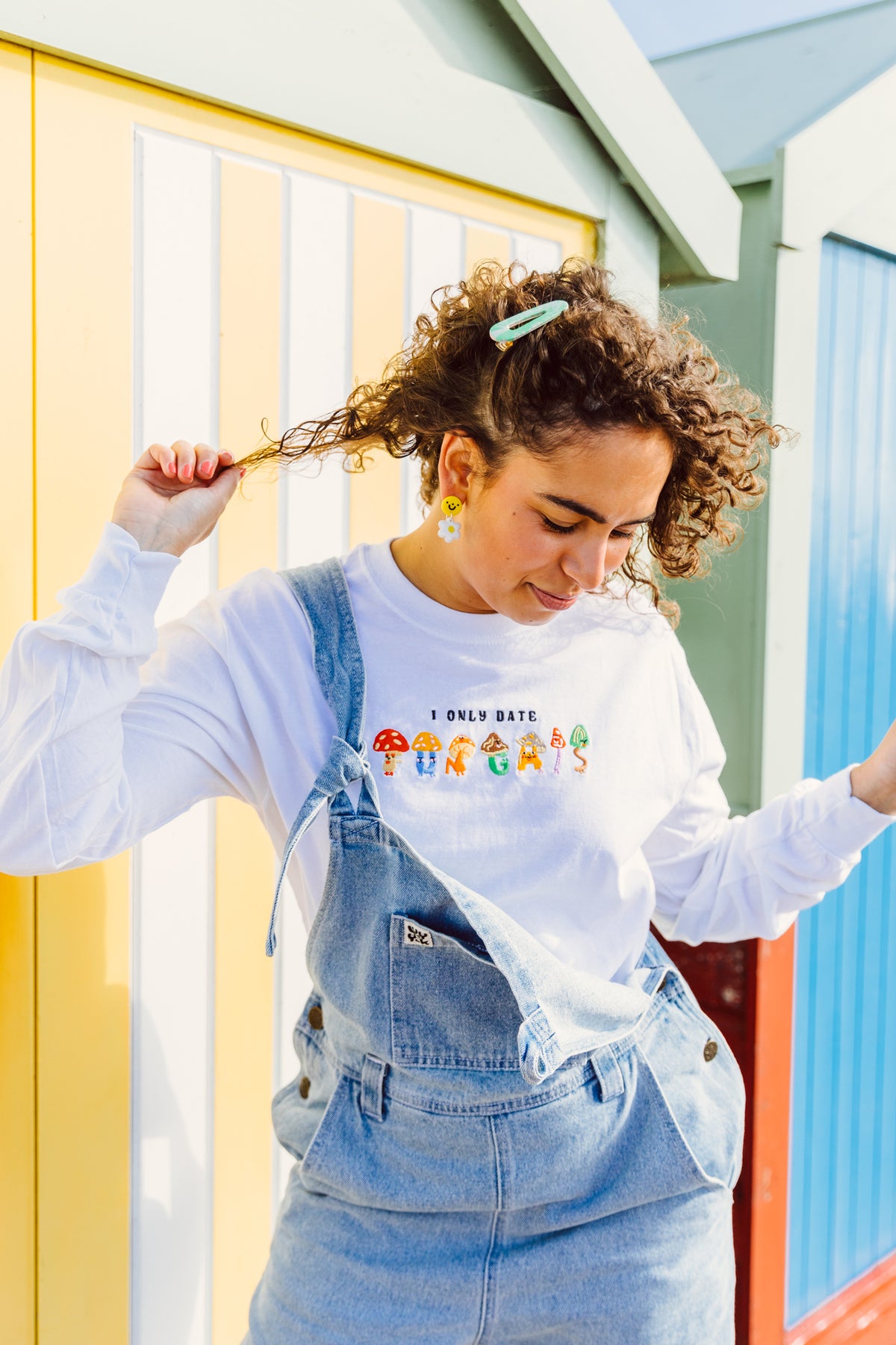 I Only Date Funghi's Embroidered Long Sleeve Top