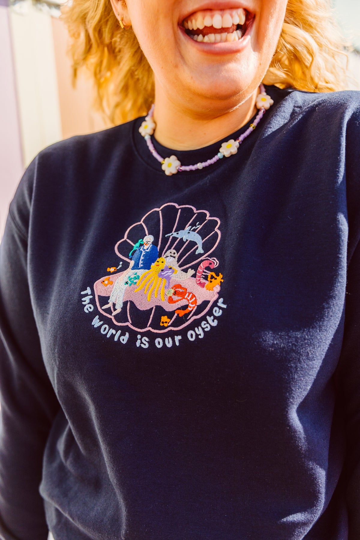 David Attenborough The World Is Your Oyster Embroidered Sweatshirt