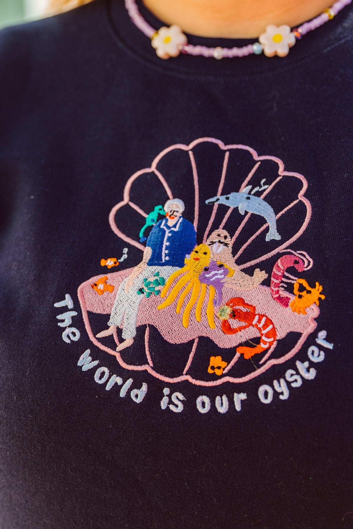 David Attenborough The World Is Your Oyster Embroidered Sweatshirt