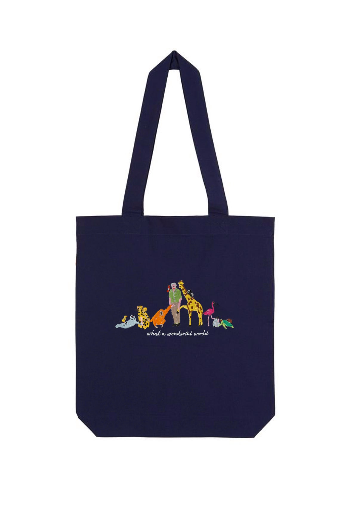 What A Wonderful World Embroidered Tote Bag