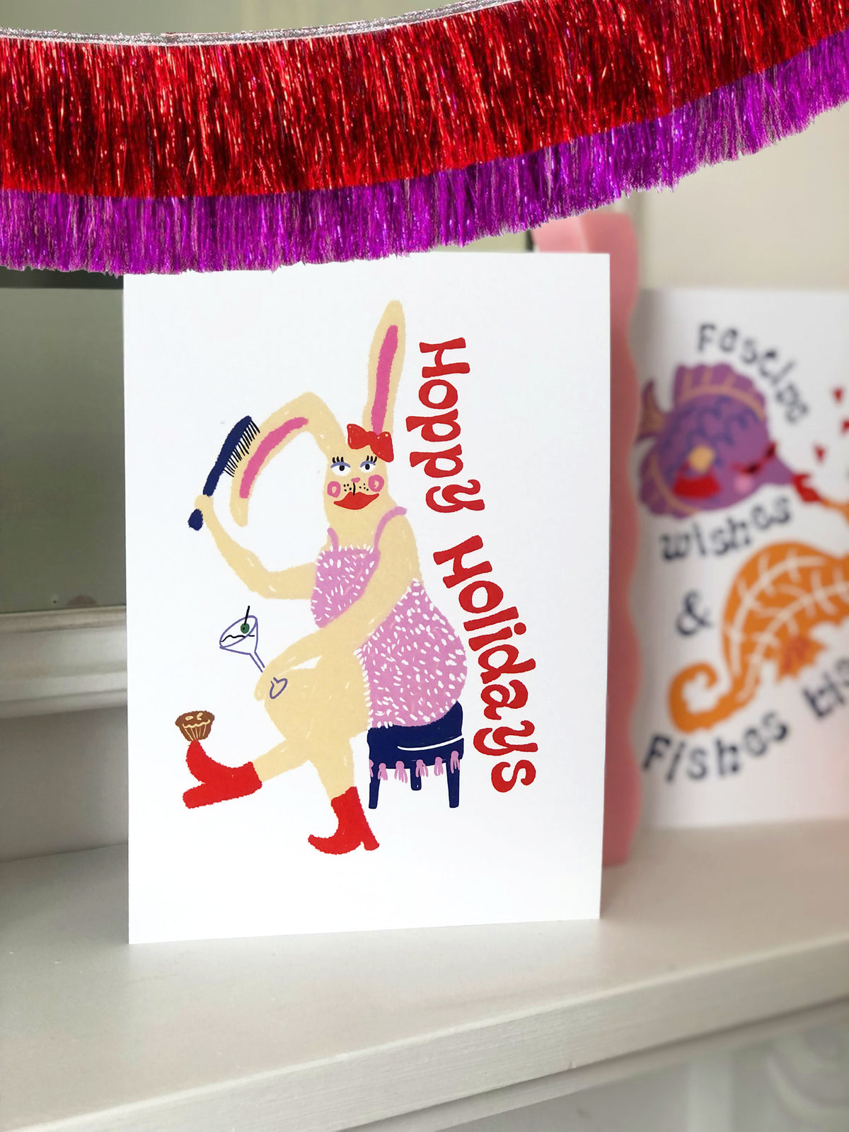Hoppy Holidays Bunny Christmas Card