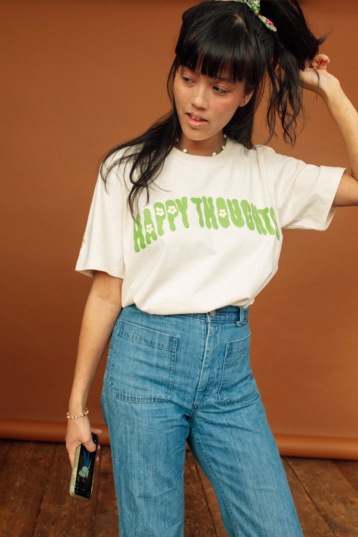 Happy Thoughts Luxe Embroidered T-Shirt