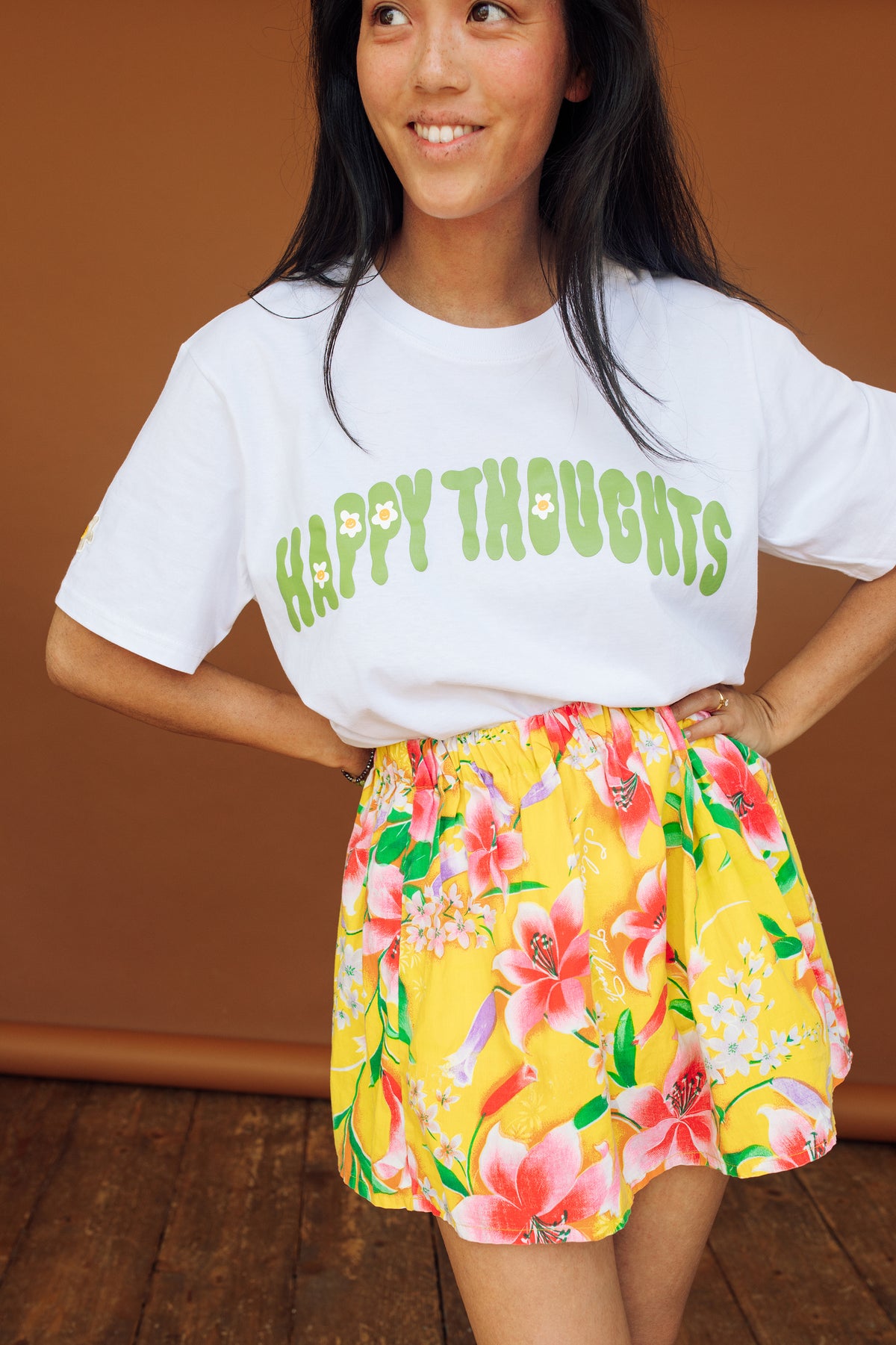 Happy Thoughts Luxe Embroidered T-Shirt