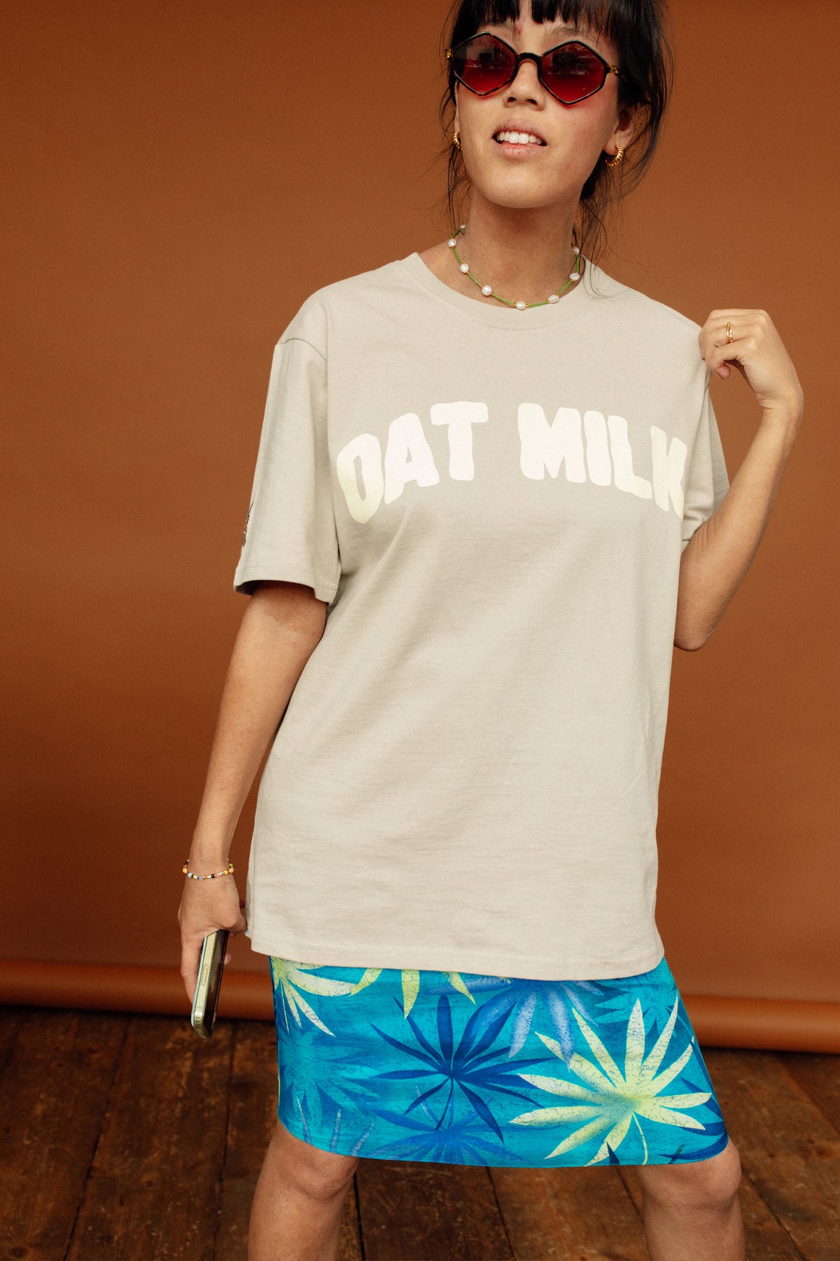 Oat Milk Luxe Embroidered T-Shirt