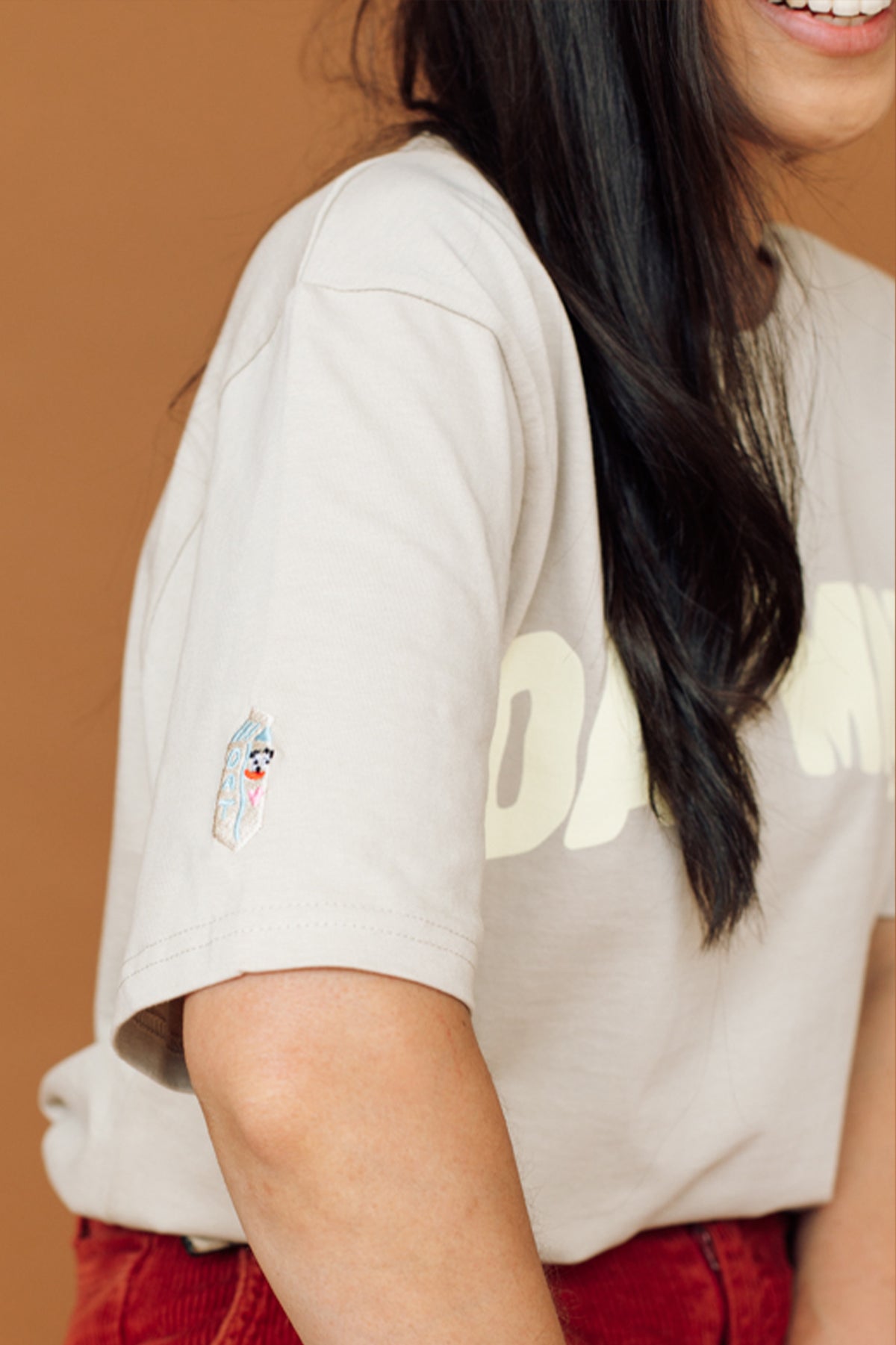 Oat Milk Luxe Embroidered T-Shirt