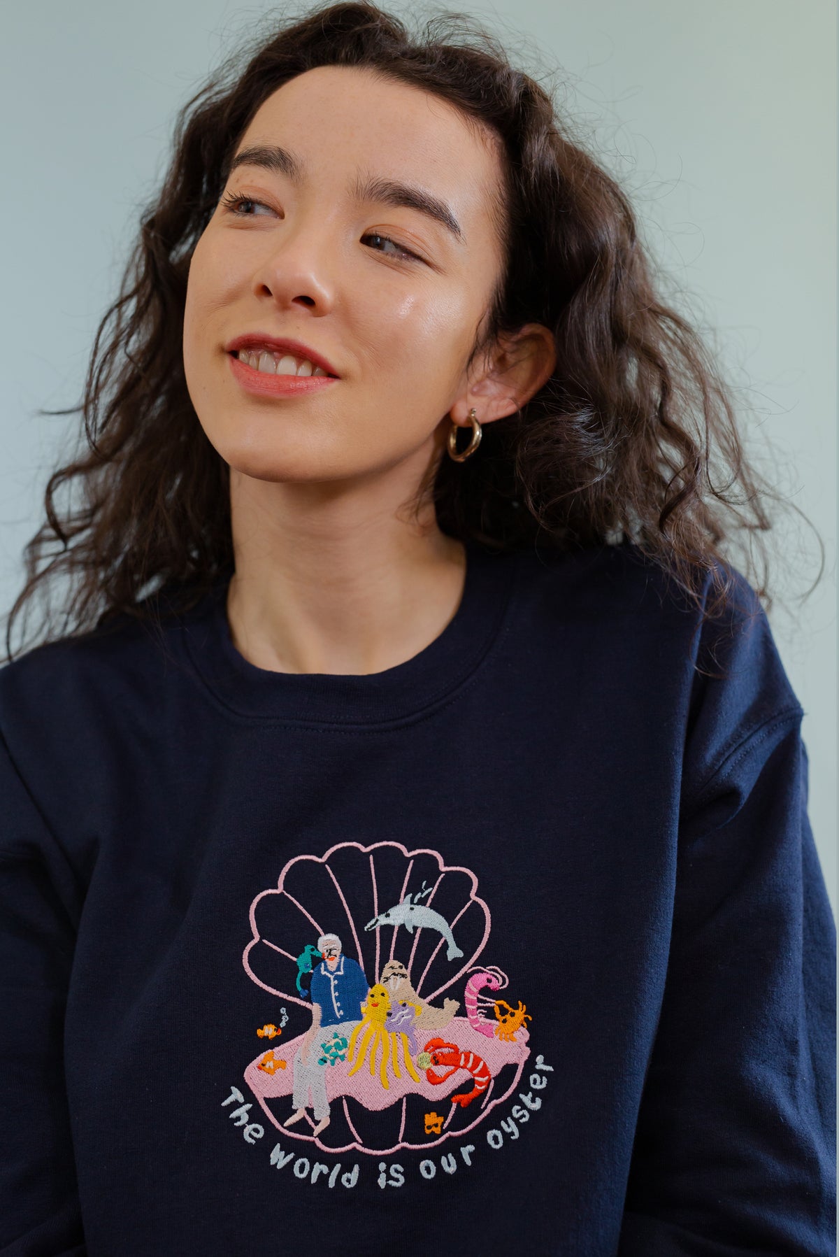 David Attenborough The World Is Your Oyster Embroidered Sweatshirt
