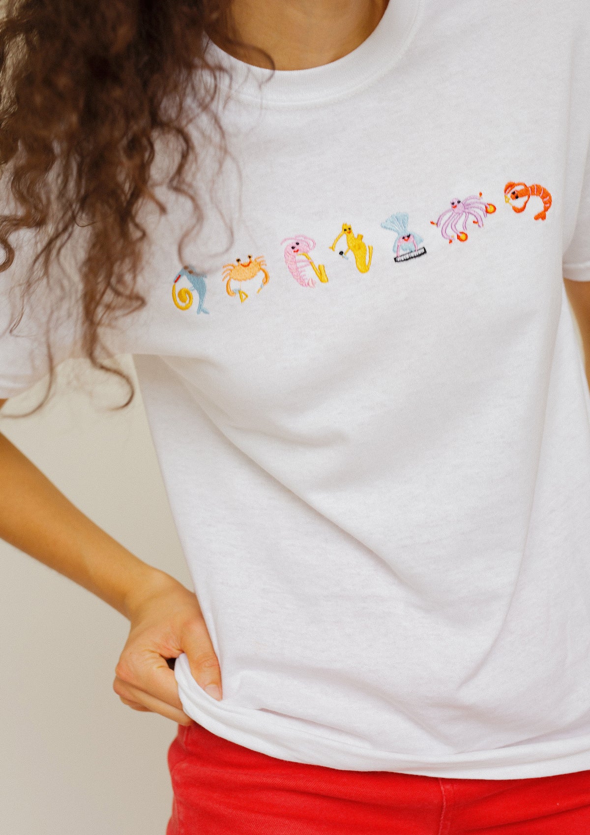 Seafood Medley Embroidered T-Shirt