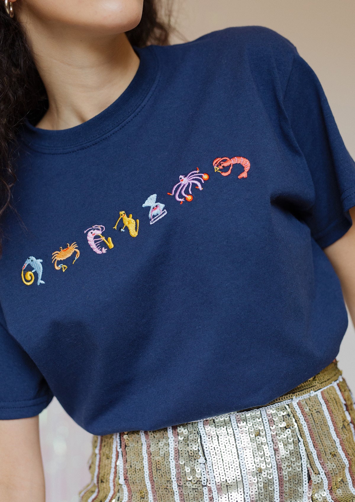 Seafood Medley Embroidered T-Shirt