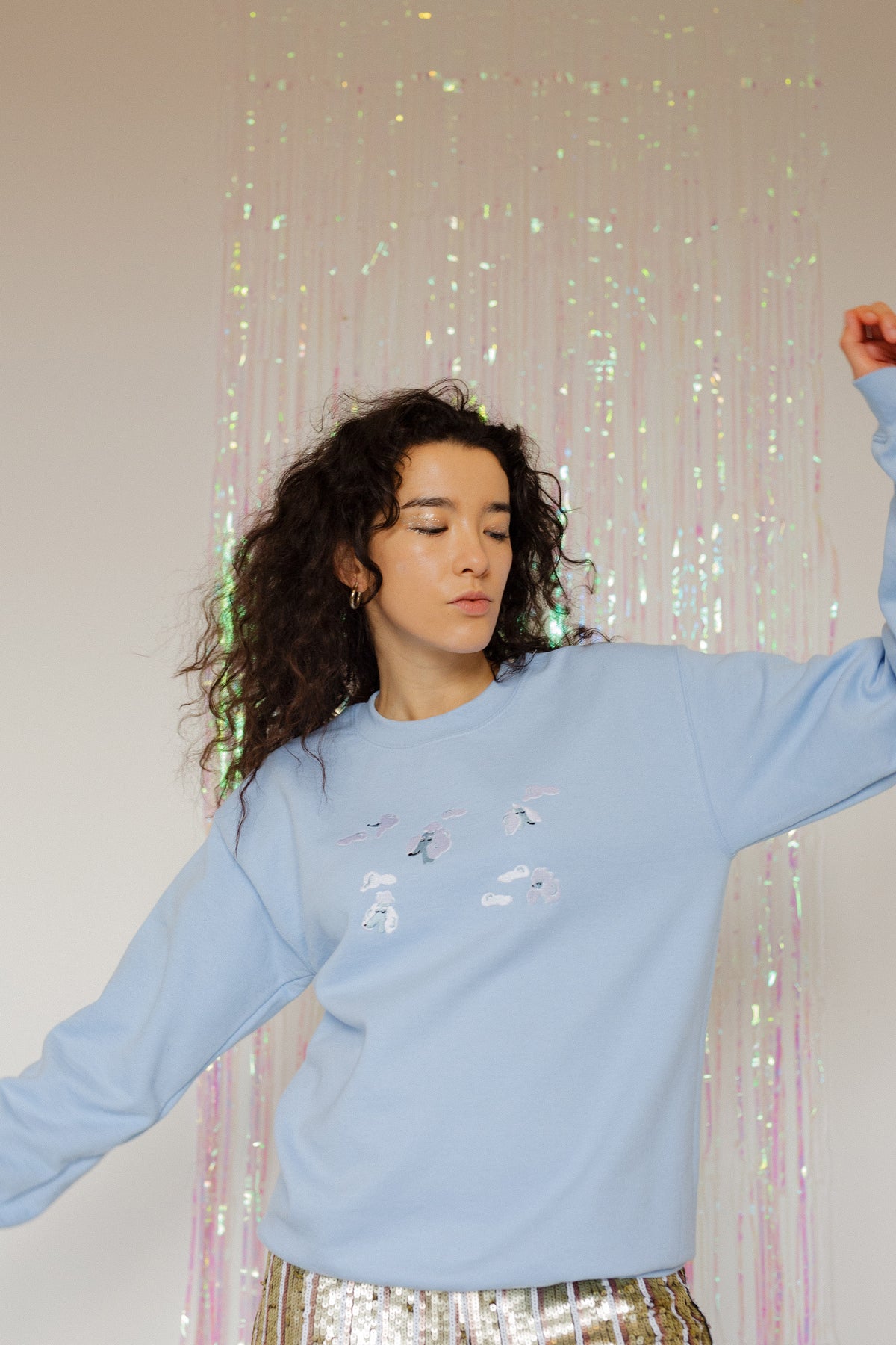 Poodle Clouds Embroidered Sweatshirt