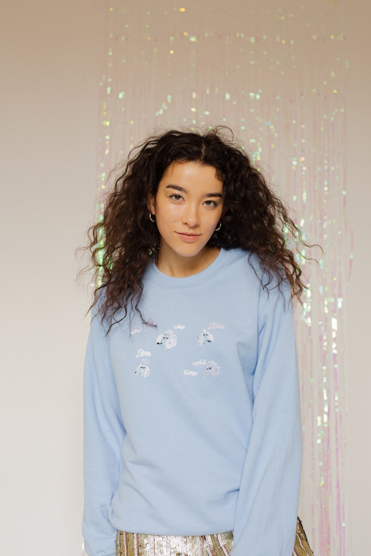Poodle Clouds Embroidered Sweatshirt