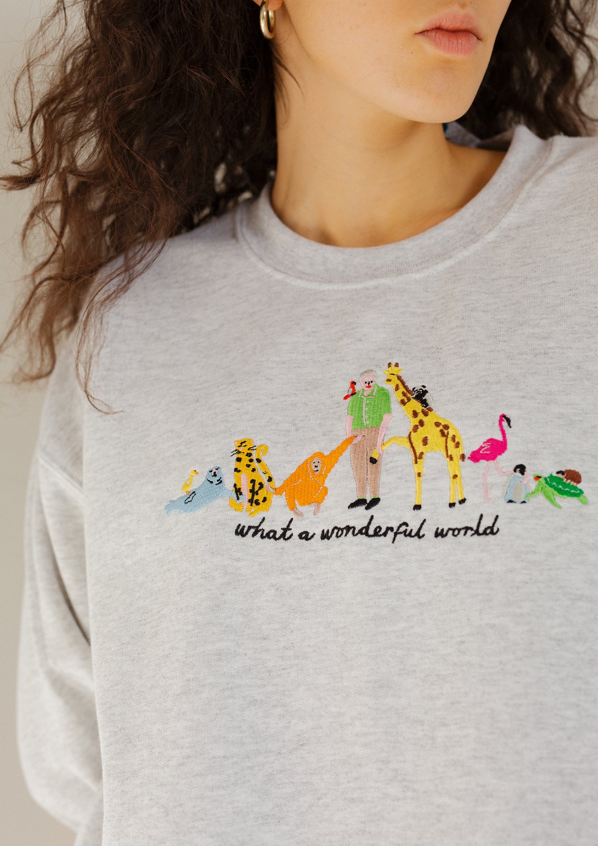 David Attenborough What A Wonderful World Embroidered Sweatshirt - Limpet  Store